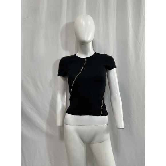 Helmut Lang Black Cotton Short Sleeve Top Size S - Picture 2 of 5